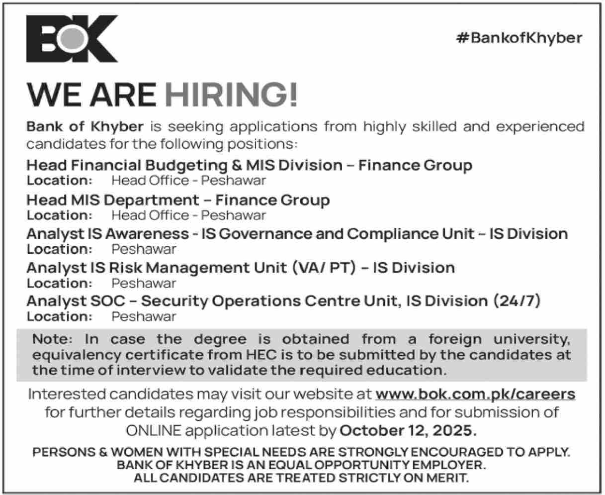 Bank of Khyber Jobs